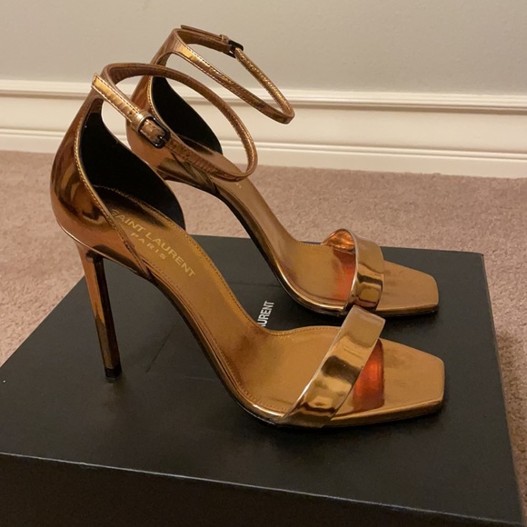 Saint Laurent Shoes - SAINT LAURENT Amber Metallic Sandal